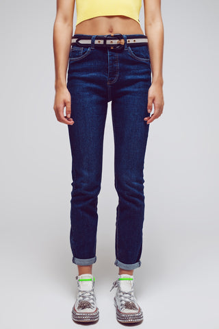 Jeans Skinny Fit em Lavagem Média Azul