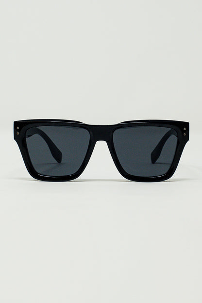 Q2 Square Chunky Black Sunglasses