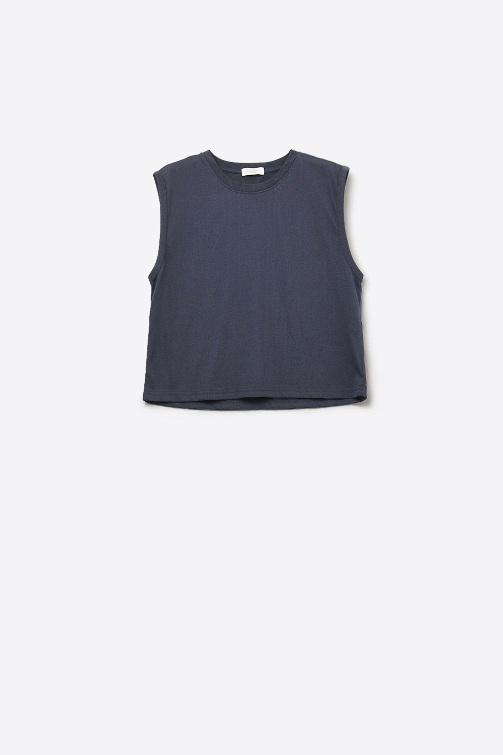 T-shirt de algodão sem mangas Navy