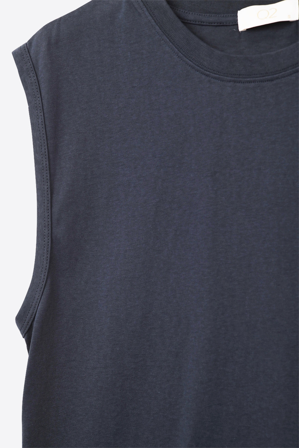 T-shirt de algodão sem mangas Navy