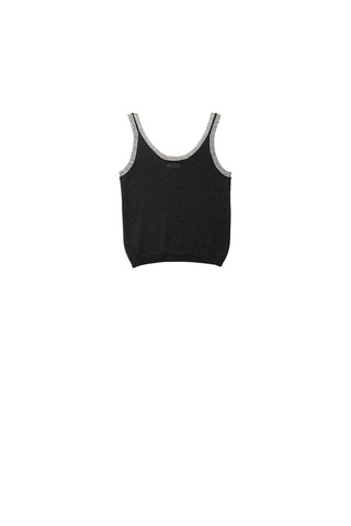 Camiseta de malha preta com rebordo branco