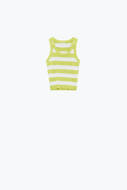 Tank Top branco com riscas largas em verde lima