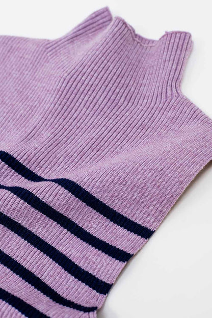 Tank Top com gola de tartaruga às riscas em Lavander