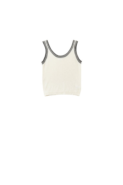 Tank Top de malha creme com rebordo preto