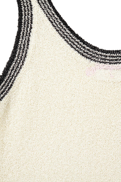 Tank Top de malha creme com rebordo preto