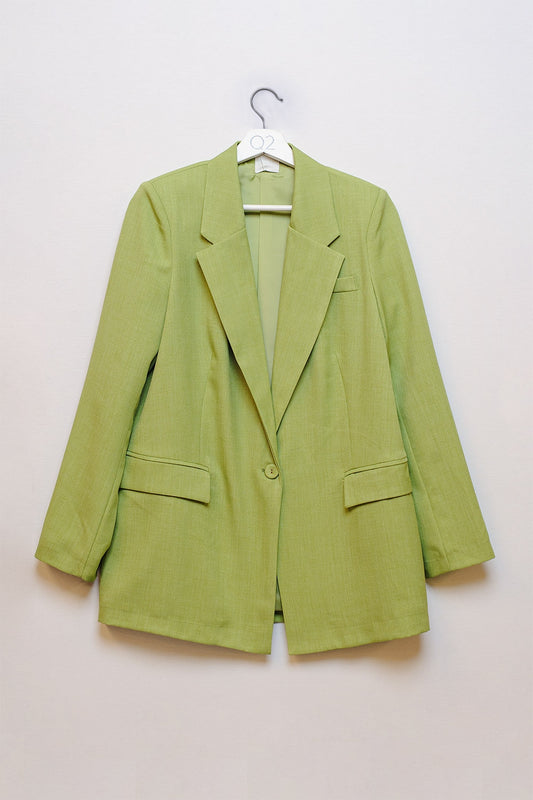 Q2 Textured Oversized Blazer in Green