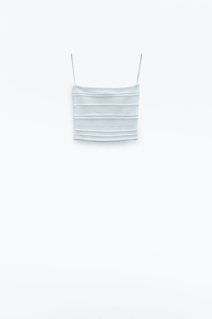 Top bodycon de malha sem alças em branco