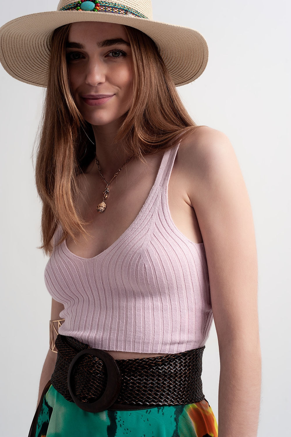 Top curto cor-de-rosa