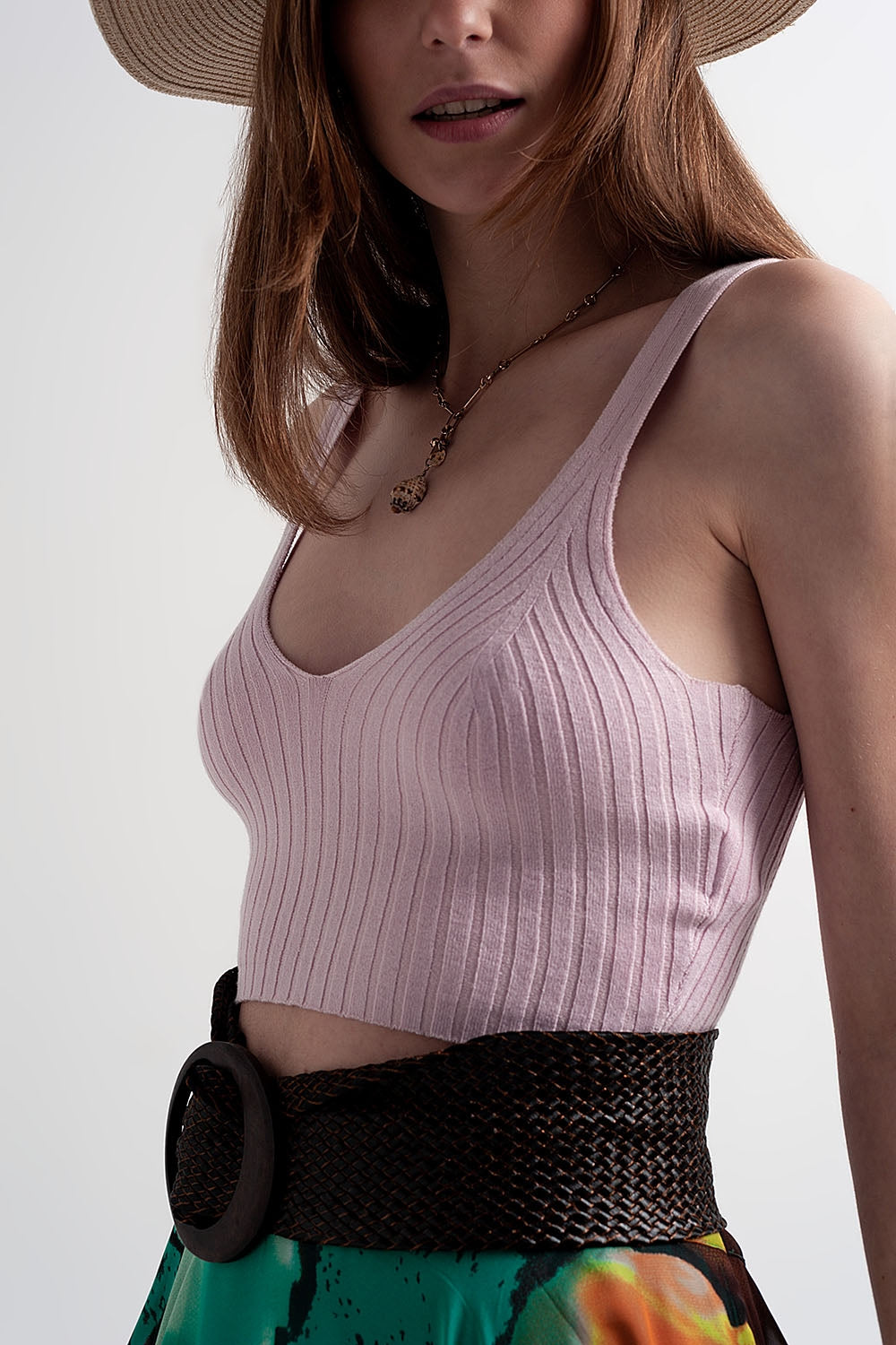 Top curto cor-de-rosa