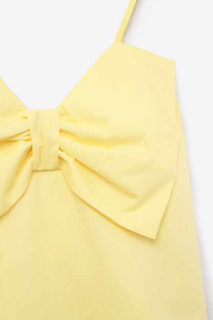 Top de popelina amarelo com pormenor de laço