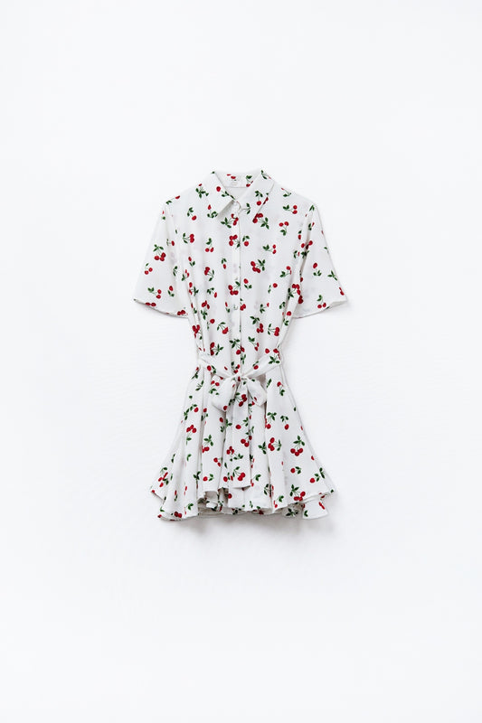 Q2 Vestido curto com camisa estampada Cherry