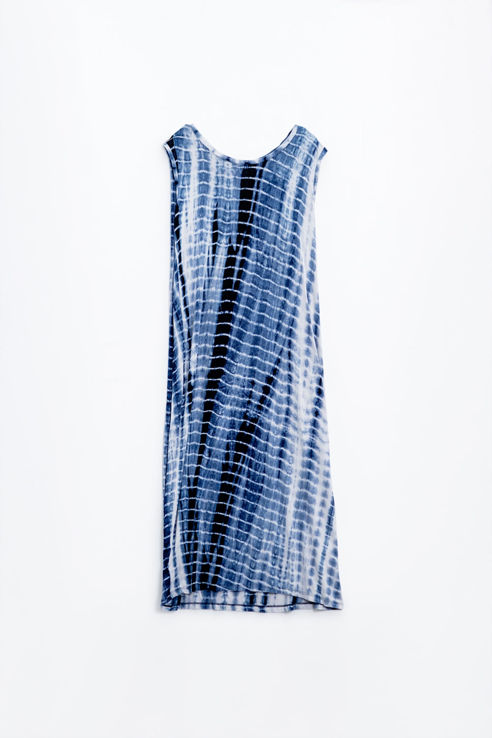 Vestido maxi descontraído Tie dye em tons de azul