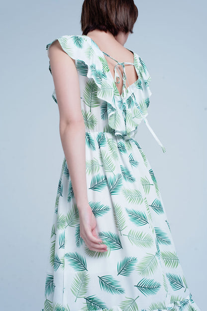 Vestido Midi impresso verde