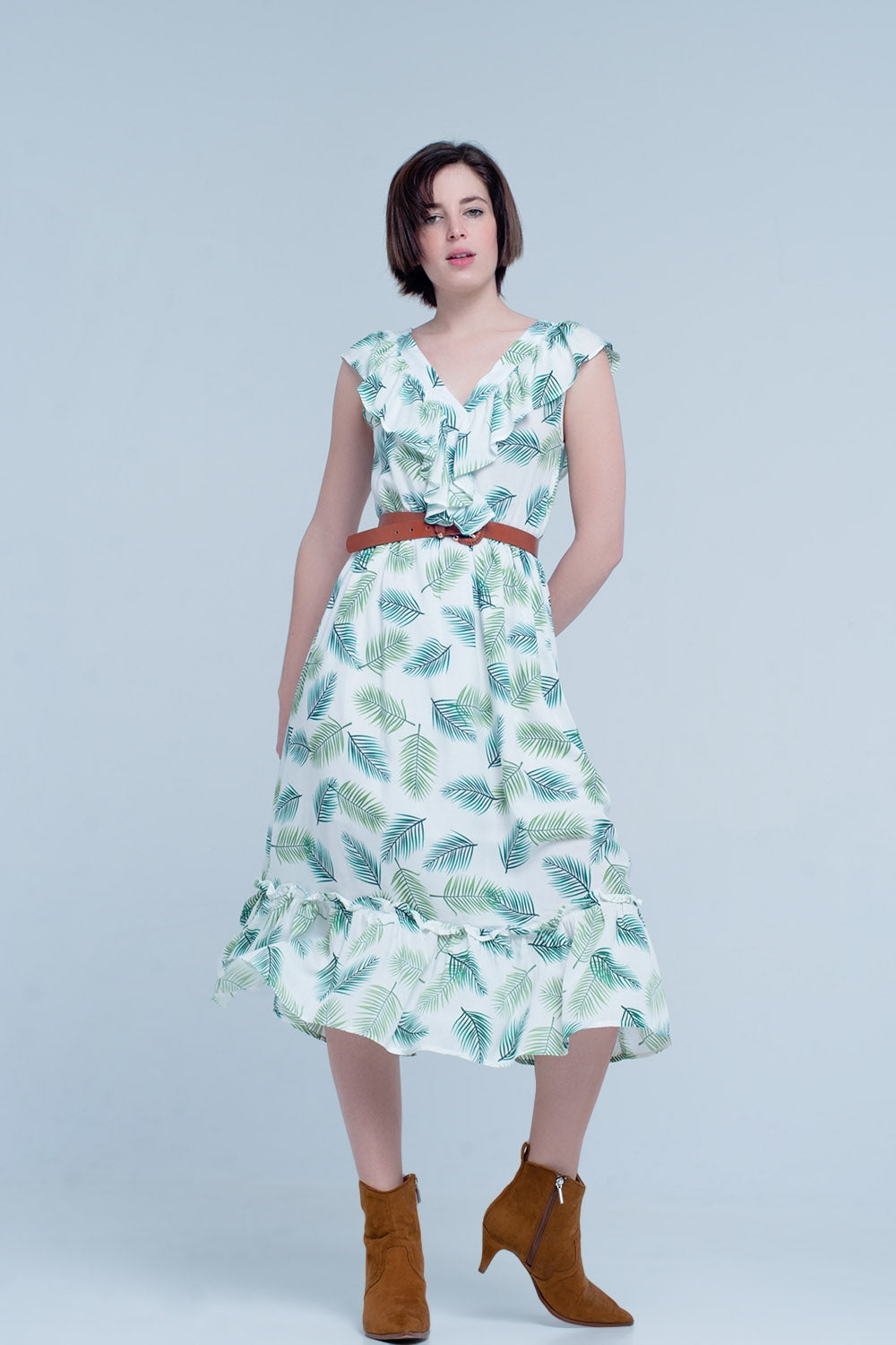 Vestido Midi impresso verde