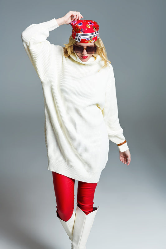 Q2 Vestido oversized de malha canelada com gola