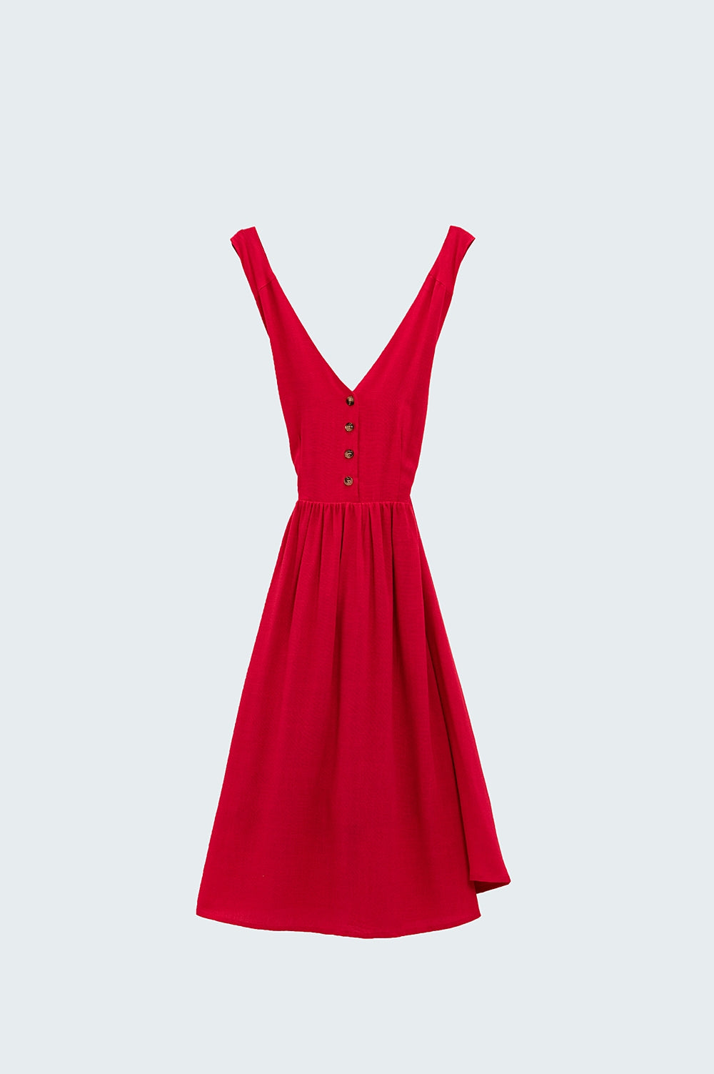 Vestido vermelho com detalhes de botões