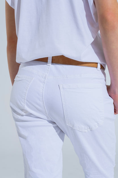 Jeans Skinny Branco Amassado