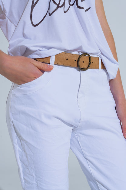 Jeans Skinny Branco Amassado