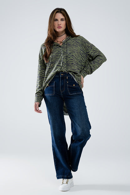 Camisa estampada zebra verde