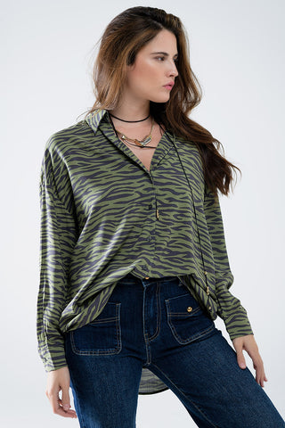 Camisa estampada zebra verde